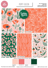 Poppy Queen par Savanna Rawson Lot de 5 Fat Quarters 100 % coton 45 x 55 cm Motifs floraux pour loisirs créatifs, décoration intérieure et loisirs créatifs pour enfants